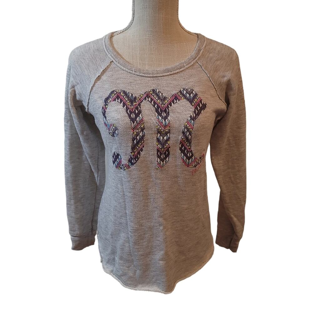 Miss Me Grey Aztec Printed Long Sleeve Sweatshirt Size Small